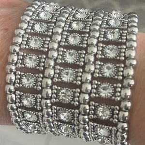 Silver Crystal Stretch Cuff Bracelet NWT